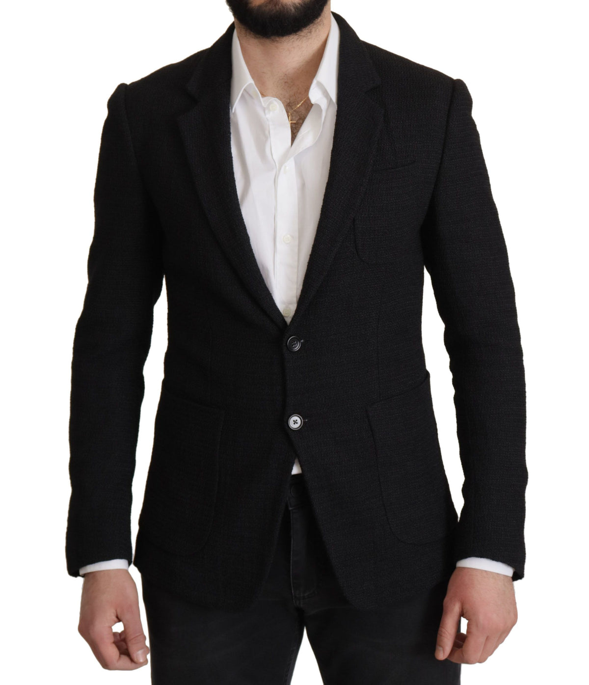 Dolce & Gabbana 9 To 5 Men's Single Breasted Virgin Wool & Nylon Blazer - Black