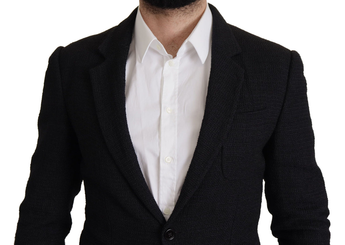 Dolce & Gabbana 9 To 5 Men's Single Breasted Virgin Wool & Nylon Blazer - Black