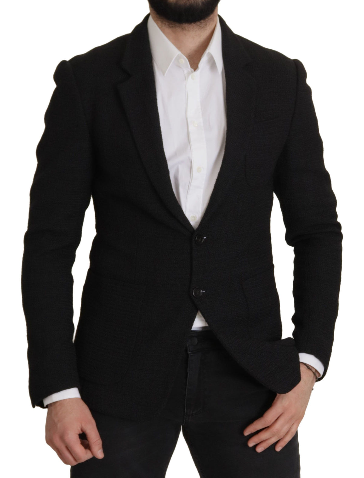 Dolce & Gabbana 9 To 5 Men's Single Breasted Virgin Wool & Nylon Blazer - Black
