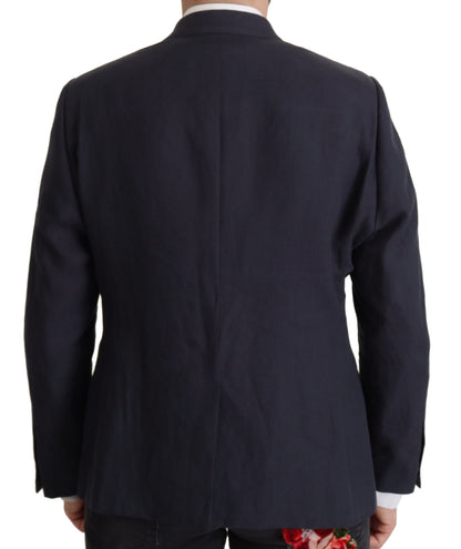 Dolce & Gabbana Alta Sartoria Men's Single Breasted Linen Silk & Cupro Blazer - Dark Blue