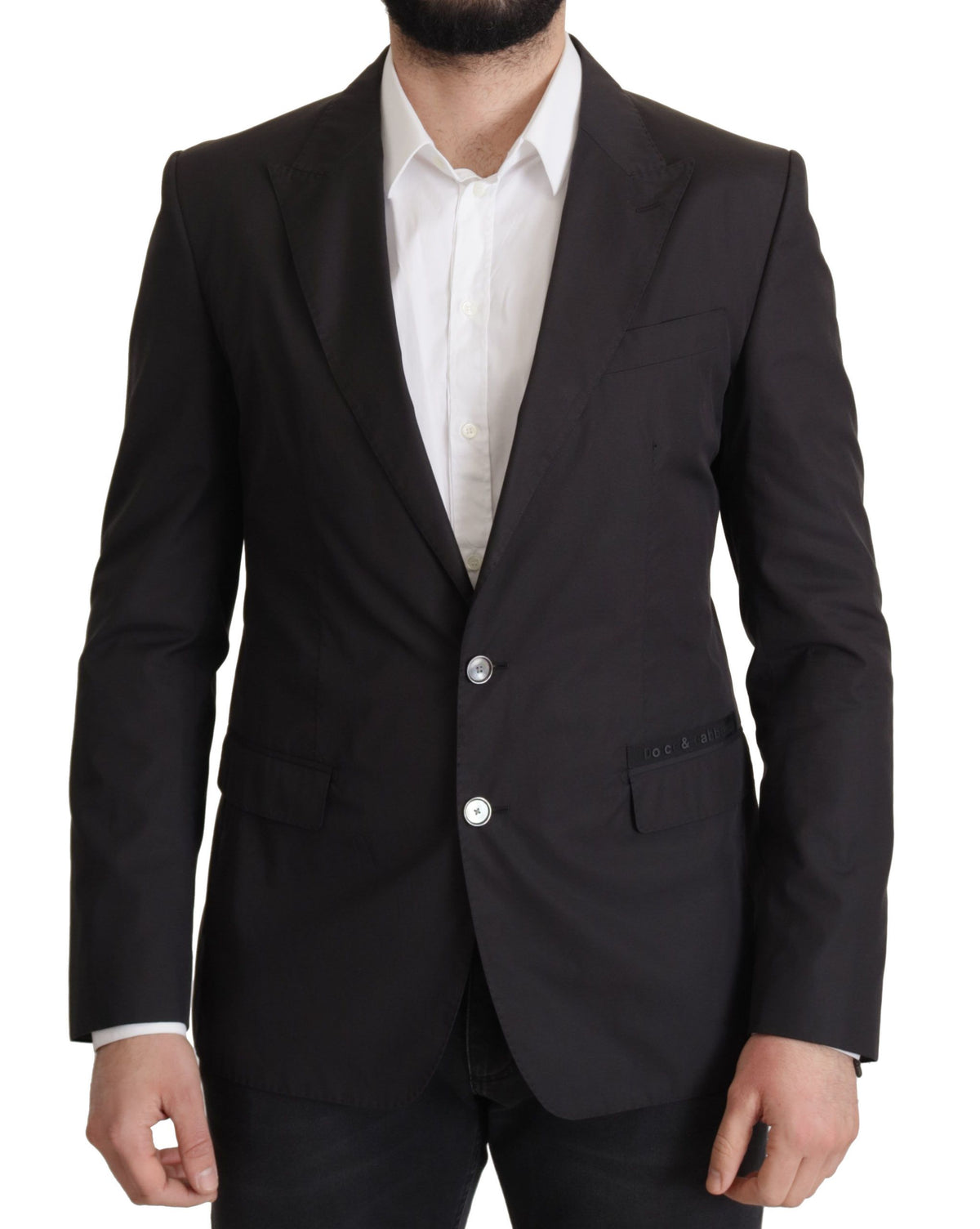 Dolce & Gabbana Men's Single Breasted Cotton & Silk Blazer - Black