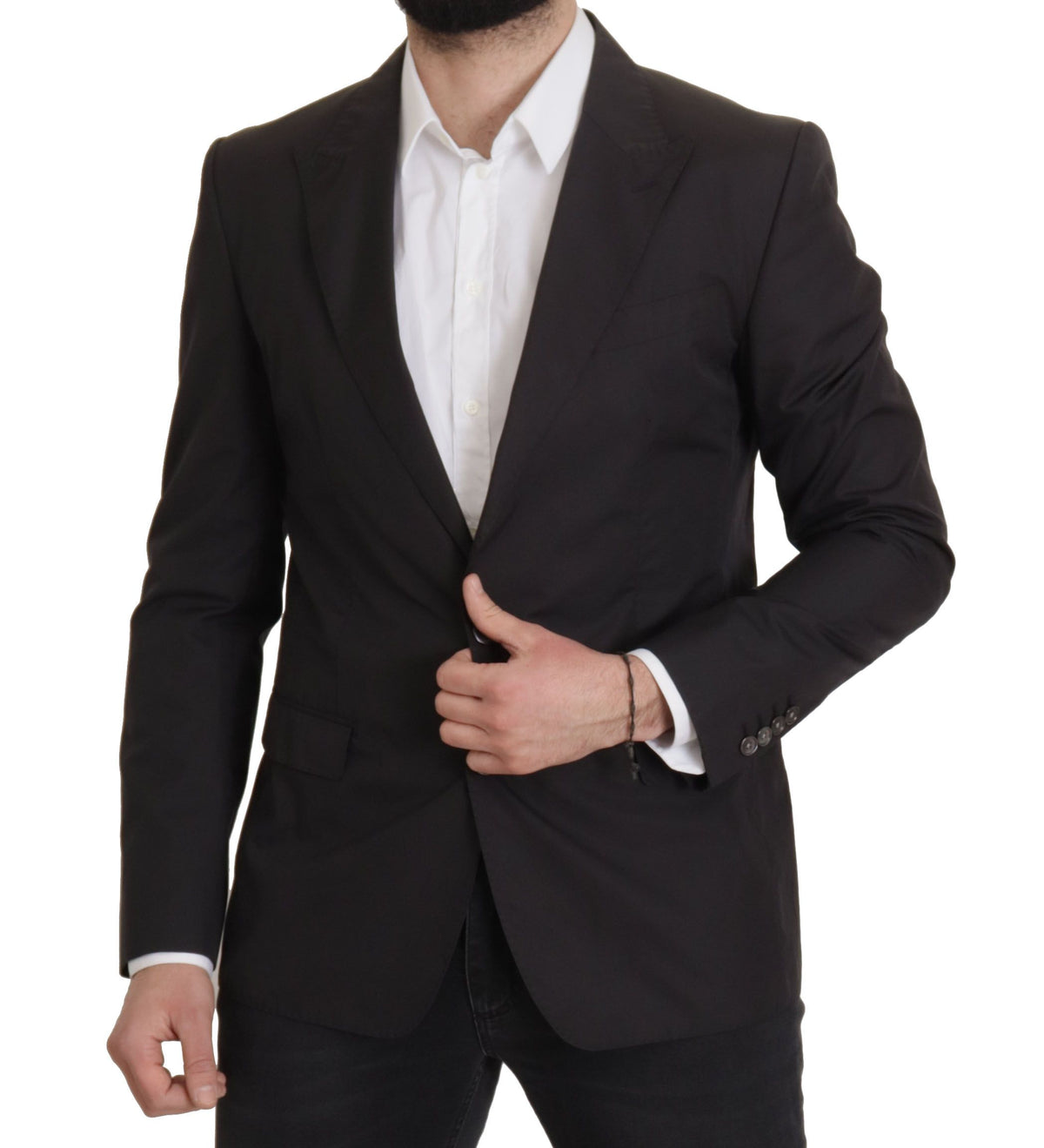 Dolce & Gabbana Men's Single Breasted Cotton & Silk Blazer - Black