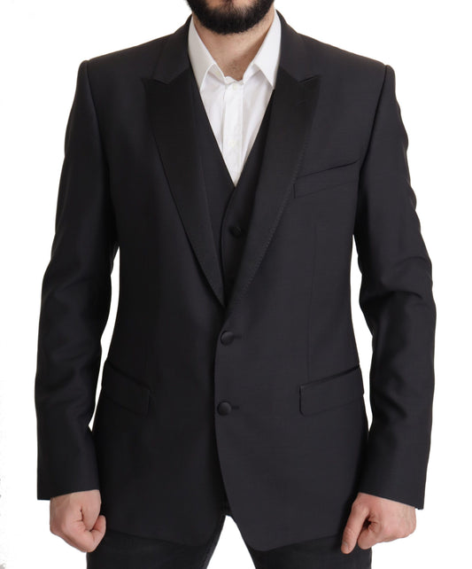 Dolce & Gabbana Men's Single Breasted Virgin Wool Silk & Viscose Blazer - Dark Blue