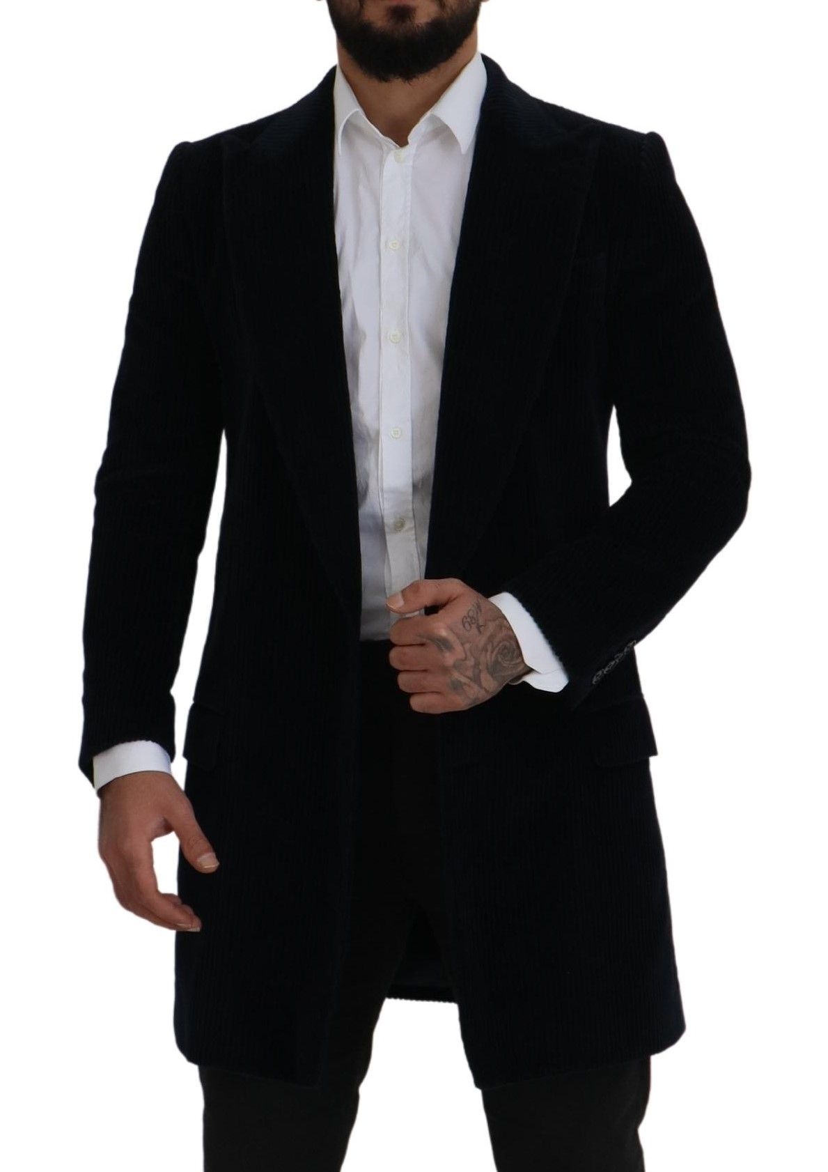Dolce & Gabbana Men's Black Cotton Cardigan Long Coat Men Jacket
