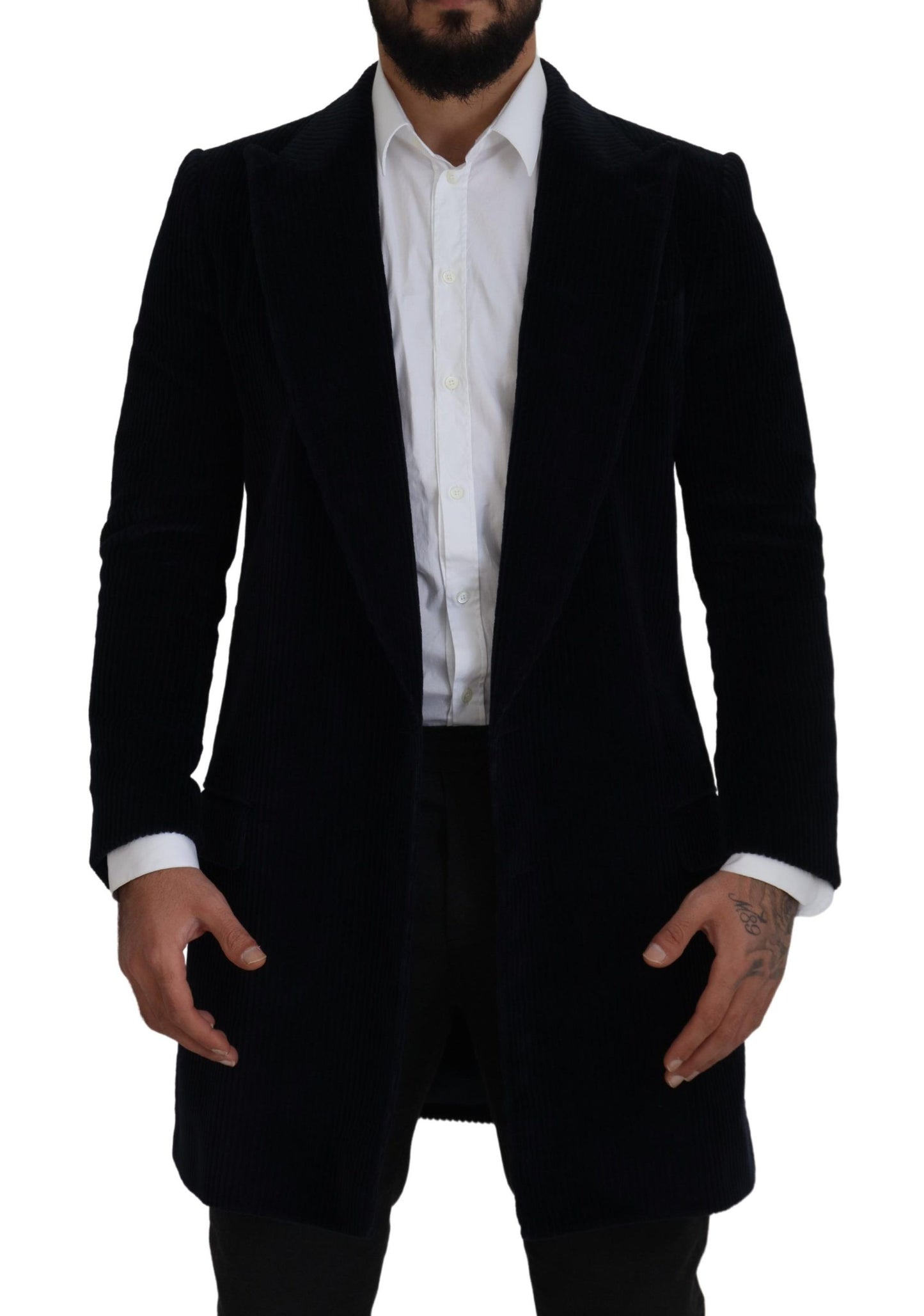 Dolce & Gabbana Men's Black Cotton Cardigan Long Coat Men Jacket