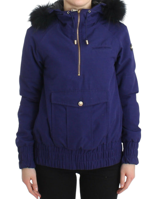 Blue Padded Jacket Hooded Short K-Way