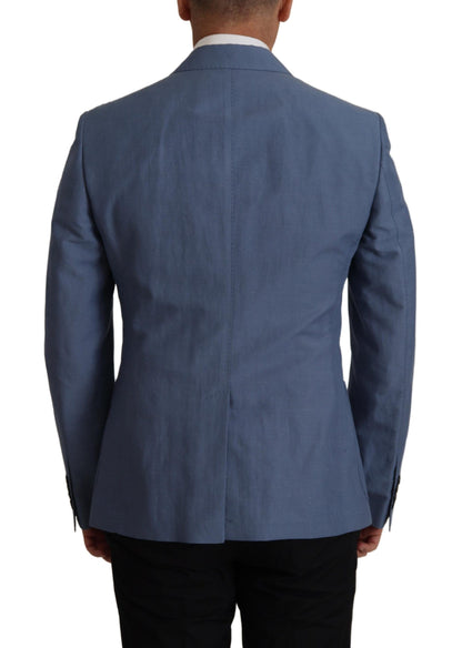 Dolce & Gabbana Men's Blue Single Breasted Logo Blazer Jacket