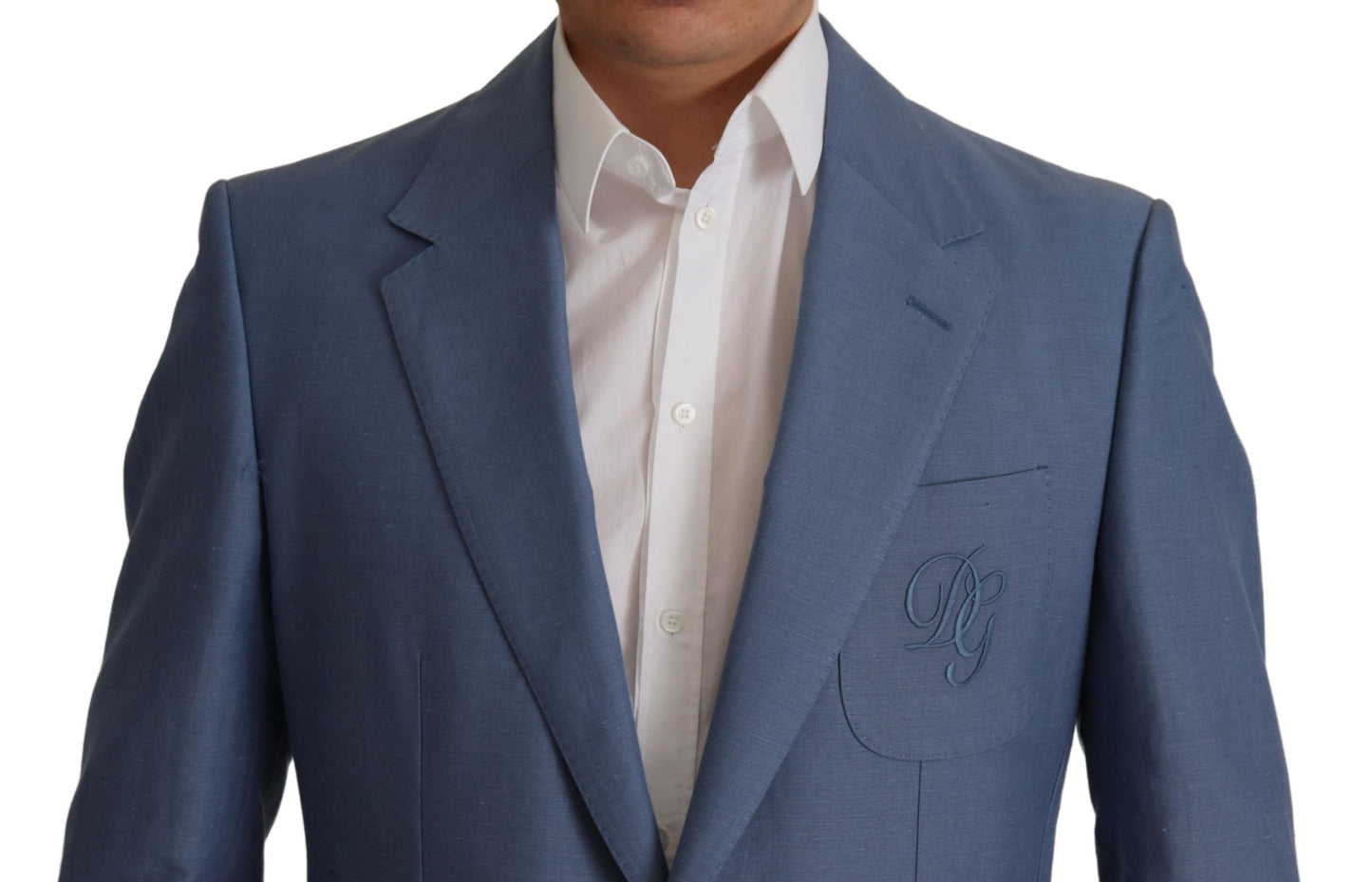 Dolce & Gabbana Men's Blue Single Breasted Logo Blazer Jacket