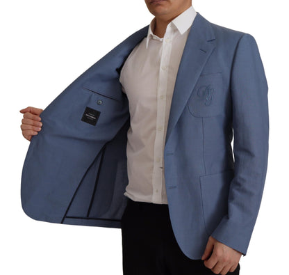 Dolce & Gabbana Men's Blue Single Breasted Logo Blazer Jacket