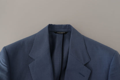 Dolce & Gabbana Men's Blue Single Breasted Logo Blazer Jacket