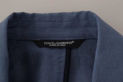 Dolce & Gabbana Men's Blue Single Breasted Logo Blazer Jacket