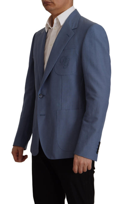 Dolce & Gabbana Men's Blue Single Breasted Logo Blazer Jacket