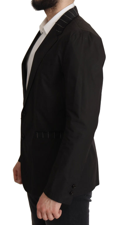 Dolce & Gabbana Men's Single Breasted Virgin Wool & Cotton Blazer - Black