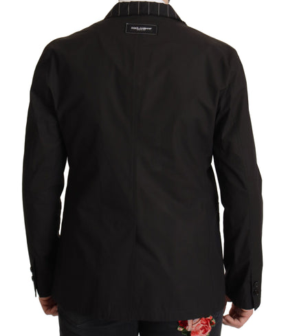 Dolce & Gabbana Men's Single Breasted Virgin Wool & Cotton Blazer - Black