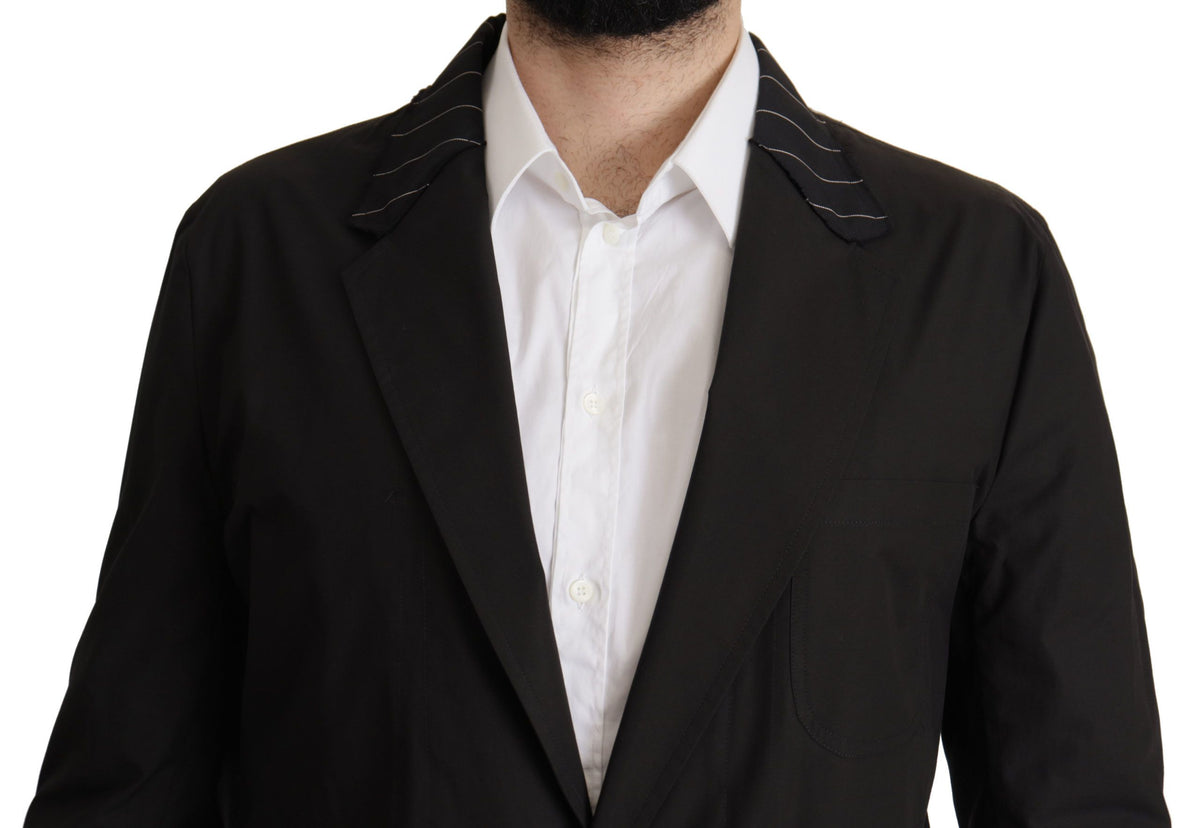 Dolce & Gabbana Men's Single Breasted Virgin Wool & Cotton Blazer - Black