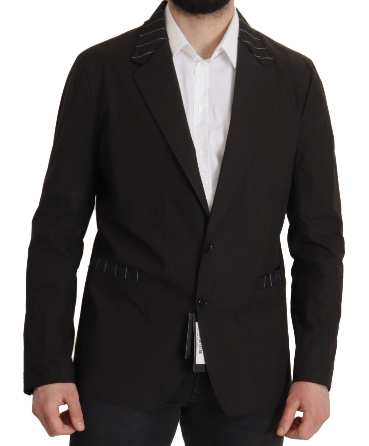 Dolce & Gabbana Men's Single Breasted Virgin Wool & Cotton Blazer - Black