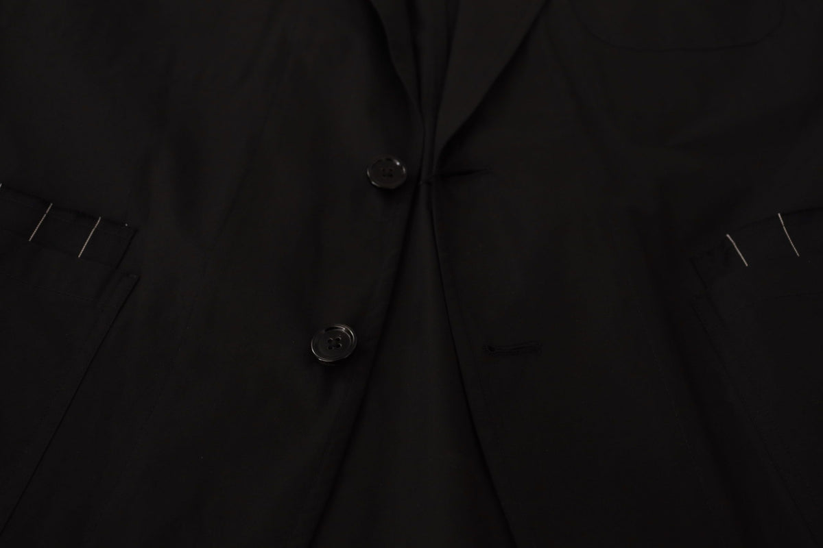 Dolce & Gabbana Men's Single Breasted Virgin Wool & Cotton Blazer - Black