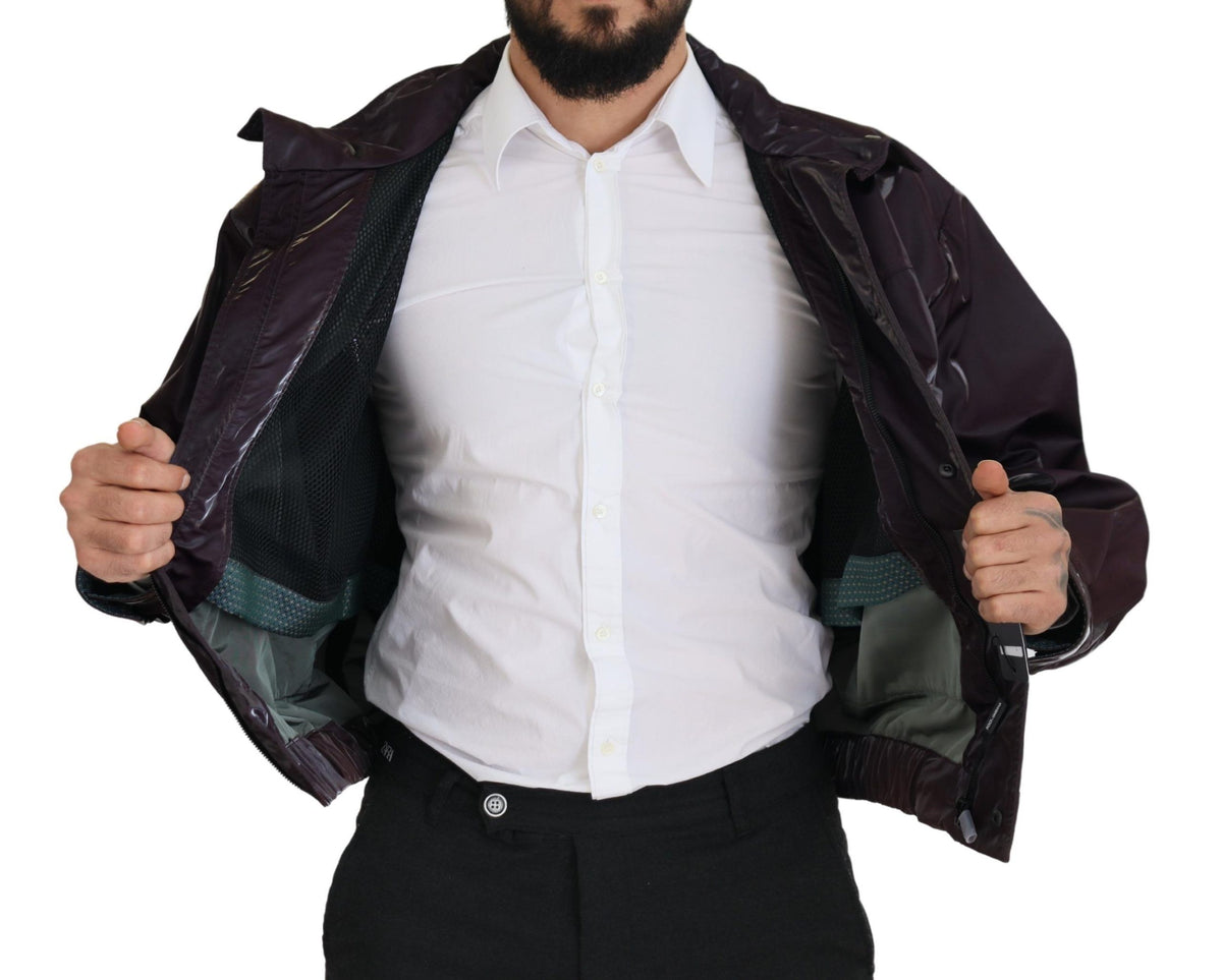 Dolce & Gabbana Men's Lightweight Biker Acetate Nylon Polyester & Silk Jacket - Purple Signature