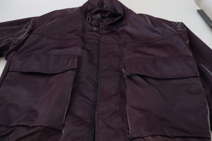 Dolce & Gabbana Men's Lightweight Biker Acetate Nylon Polyester & Silk Jacket - Purple Signature