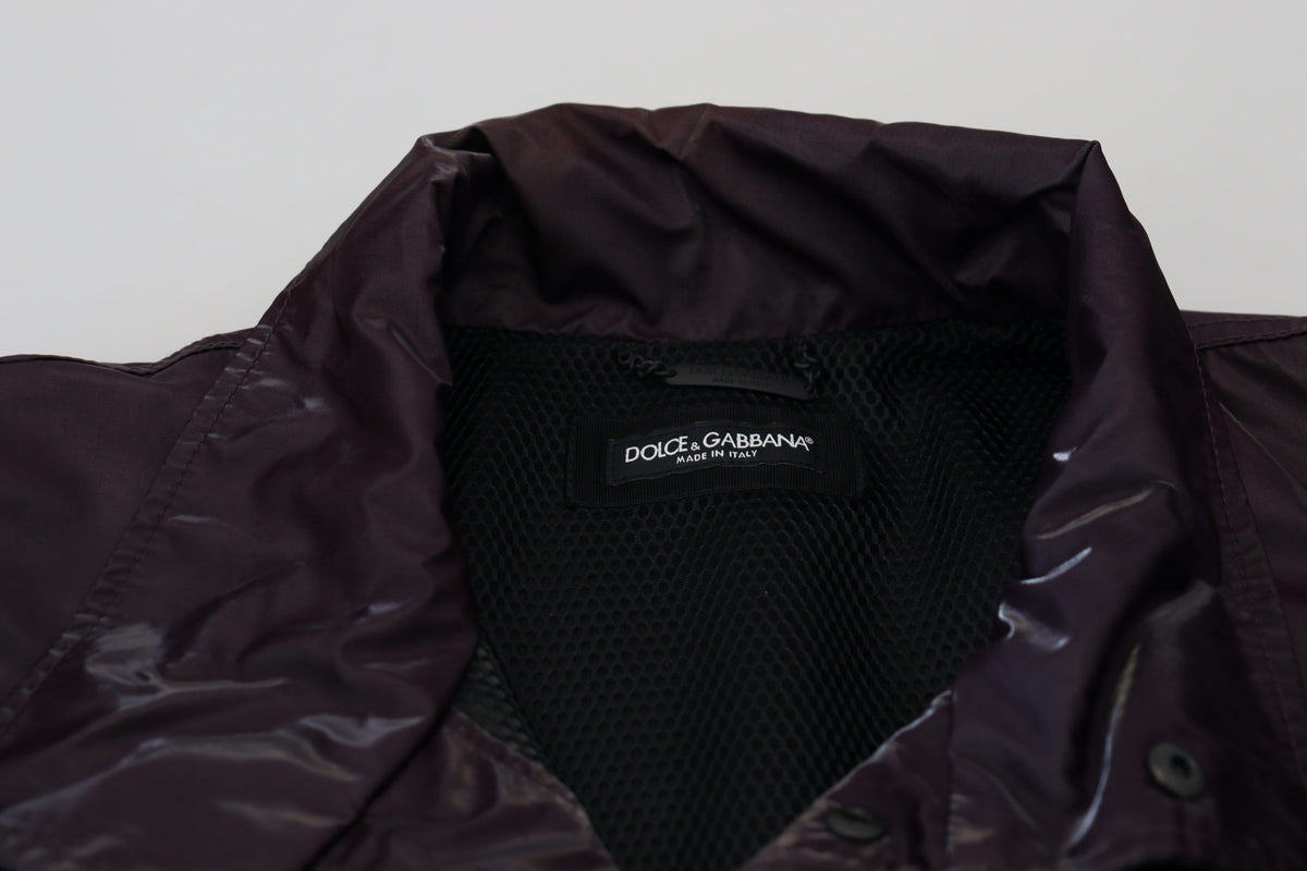 Dolce & Gabbana Men's Lightweight Biker Acetate Nylon Polyester & Silk Jacket - Purple Signature