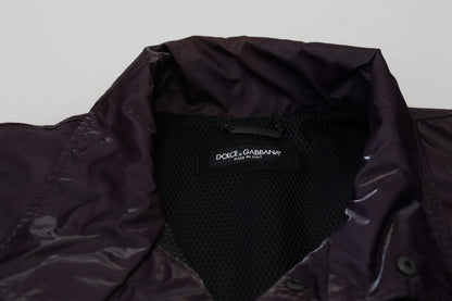 Dolce & Gabbana Men's Lightweight Biker Acetate Nylon Polyester & Silk Jacket - Purple Signature