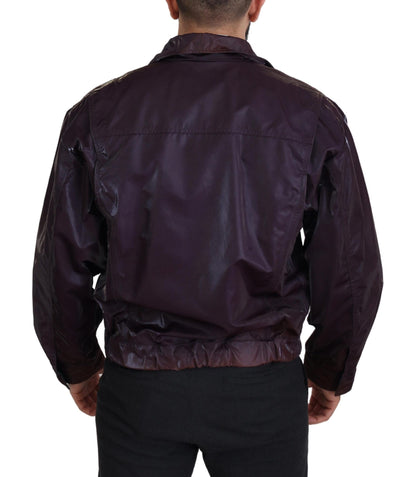 Dolce & Gabbana Men's Lightweight Biker Acetate Nylon Polyester & Silk Jacket - Purple Signature