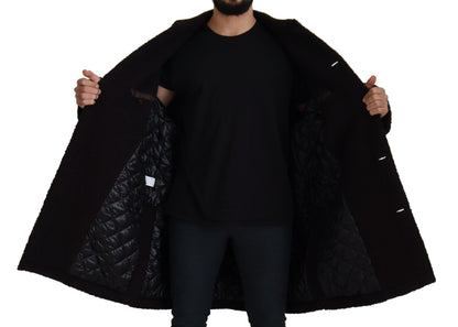 Dolce & Gabbana Black Alpaca Button Down Trench Coat Jacket