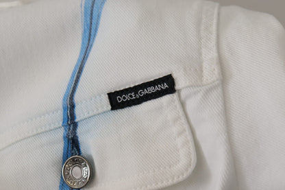 Dolce & Gabbana Men's Multicolor Logo Embroidered Denim Jacket