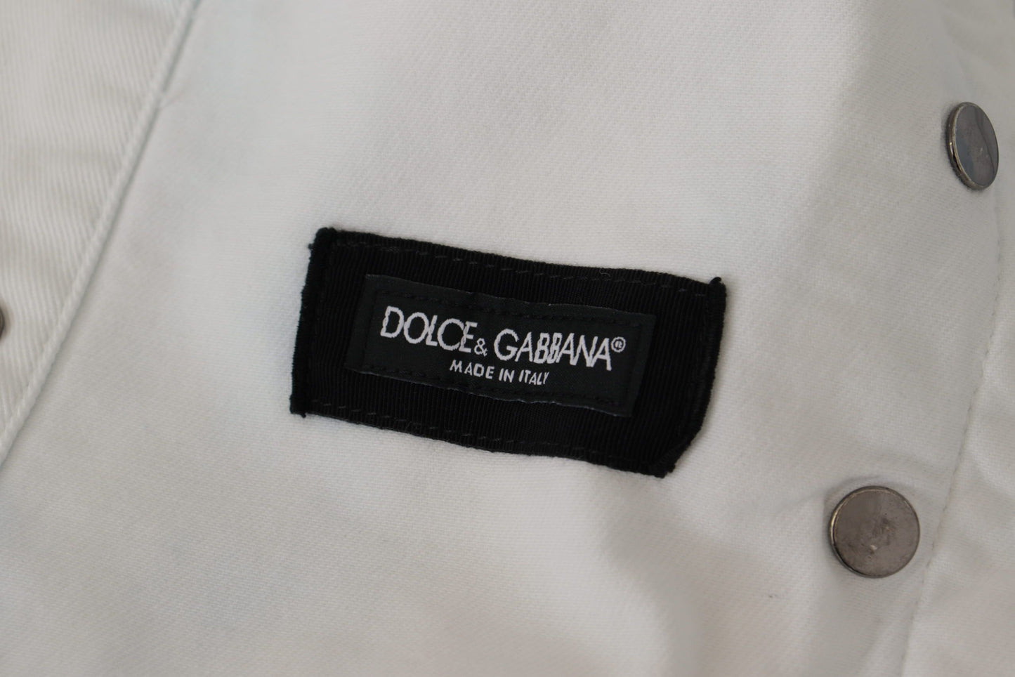 Dolce & Gabbana Men's Multicolor Logo Embroidered Denim Jacket