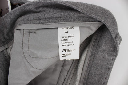 Gray Cotton Straight Fit Casual Pants