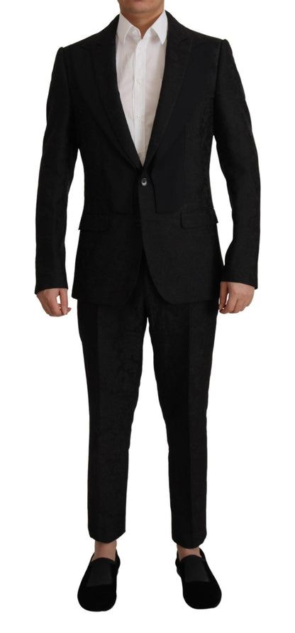 Dolce & Gabbana Men's Black Polyester Formal 2 Piece MARTINI Suit