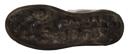Dolce & Gabbana White Leather Womens Logo Portofino Sneakers