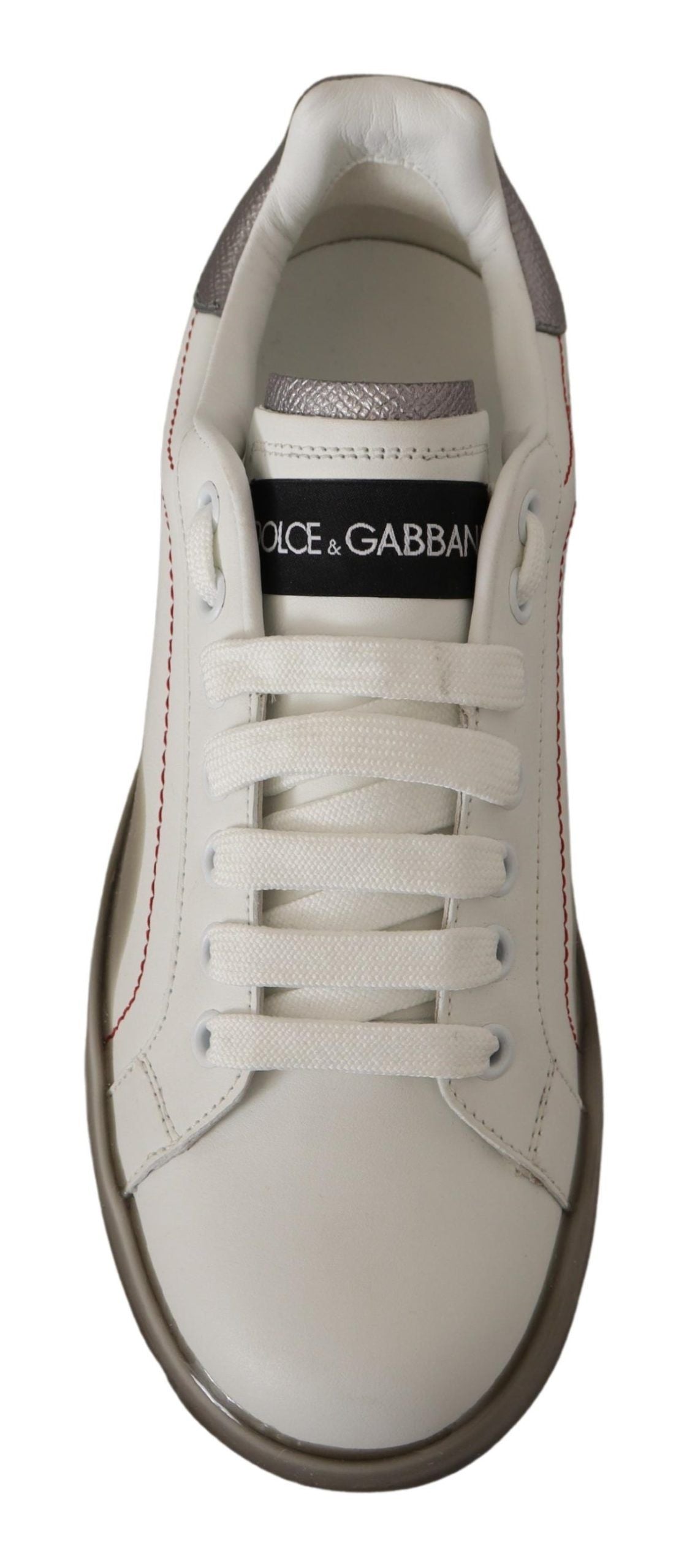 Dolce & Gabbana White Leather Womens Logo Portofino Sneakers