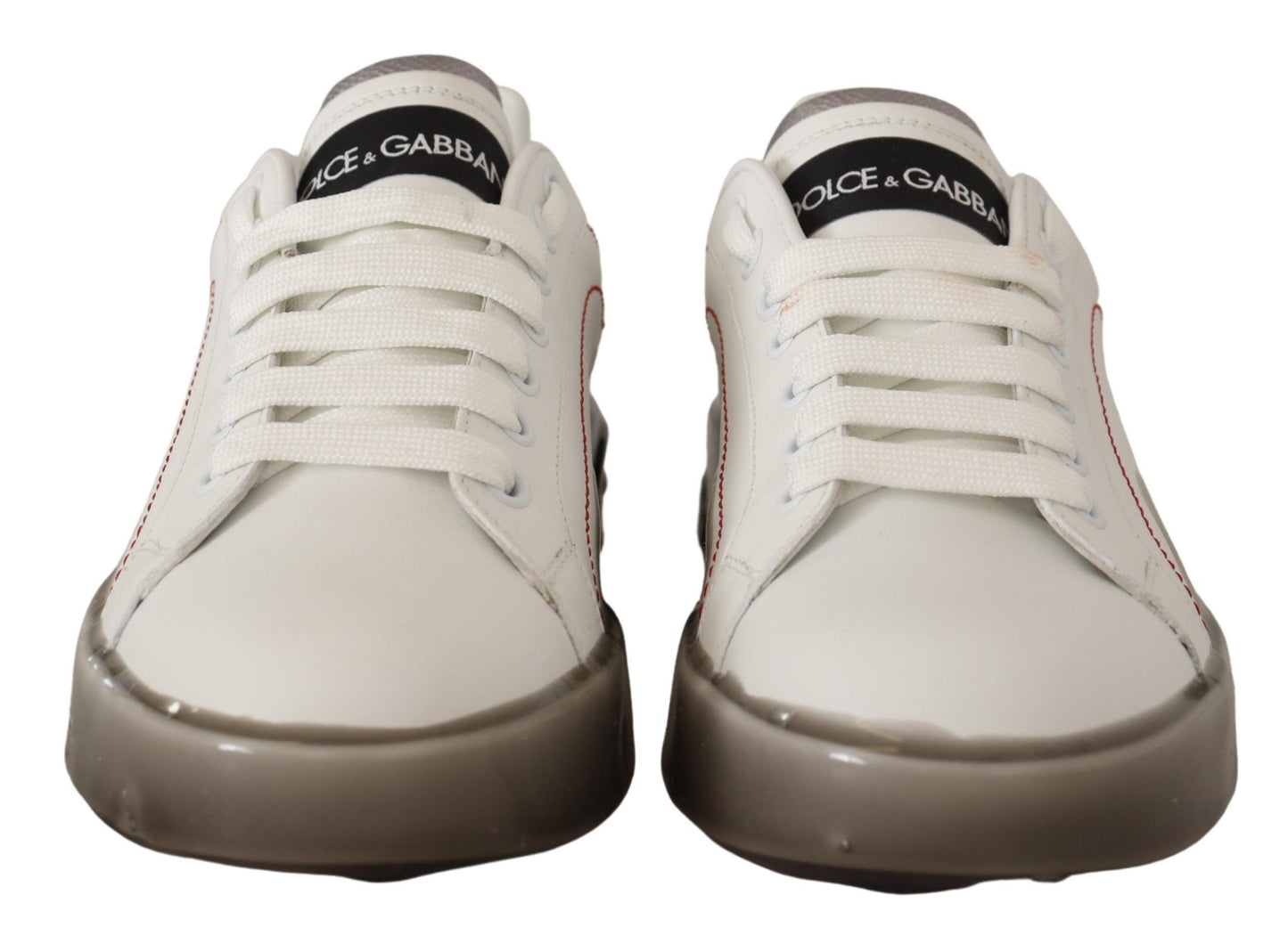 Dolce & Gabbana White Leather Womens Logo Portofino Sneakers