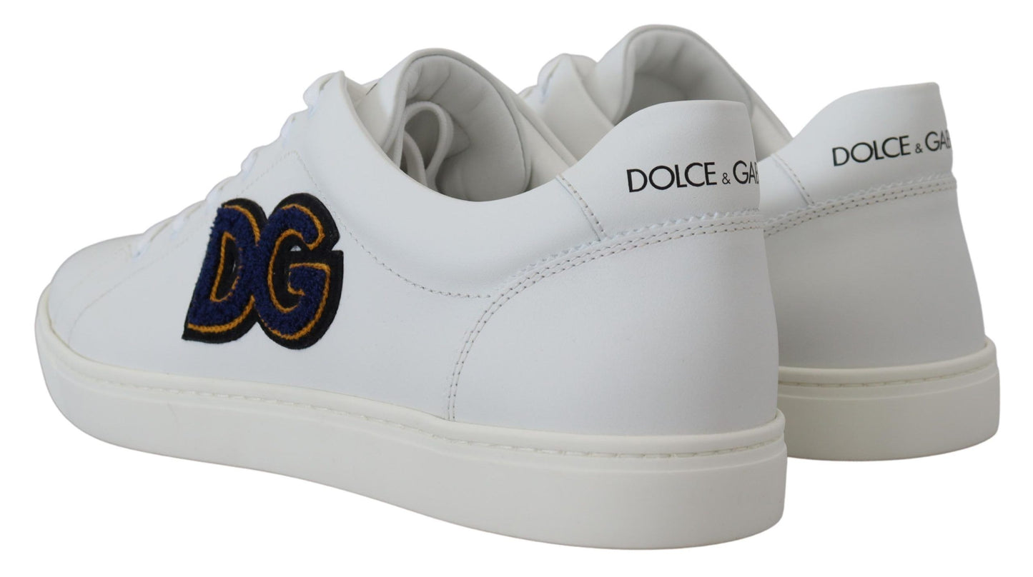 Dolce & Gabbana White Leather DG Logo Casual Sneakers