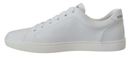 Dolce & Gabbana White Leather DG Logo Casual Sneakers