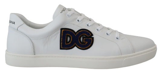 Dolce & Gabbana White Leather DG Logo Casual Sneakers