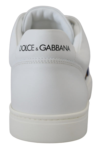 Dolce & Gabbana White Leather DG Logo Casual Sneakers
