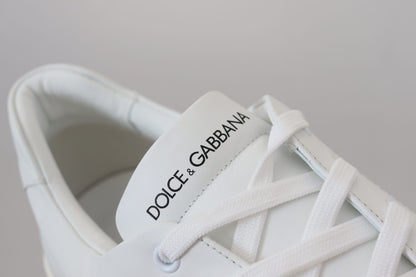 Dolce & Gabbana White Leather DG Logo Casual Sneakers