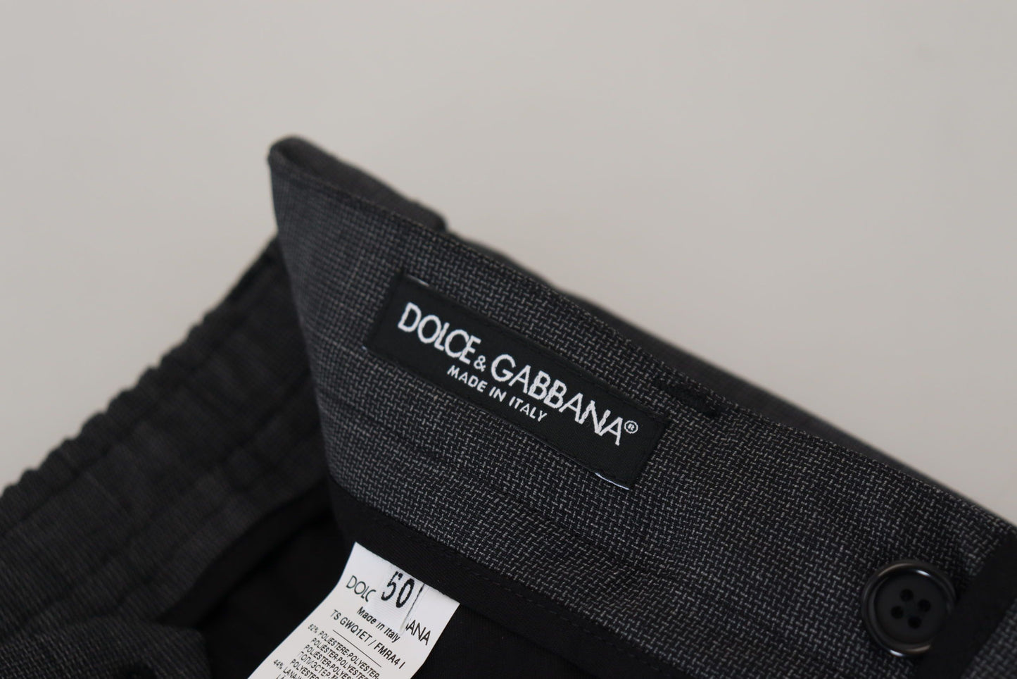 Dolce & Gabbana Men's Grey Checked Cargo Trousers Stretch Pants