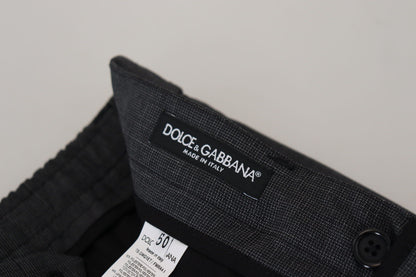 Dolce & Gabbana Men's Grey Checked Cargo Trousers Stretch Pants
