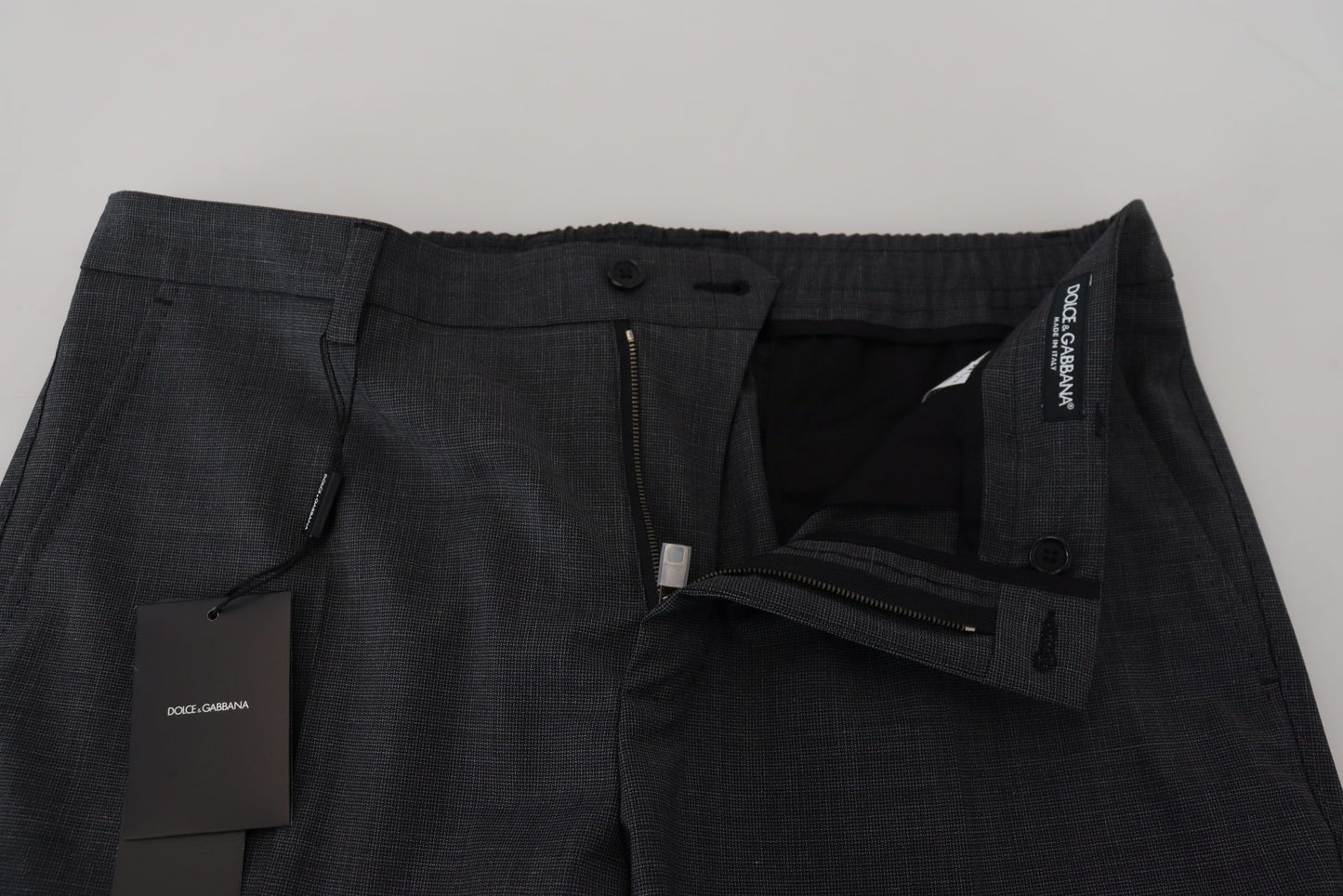 Dolce & Gabbana Men's Grey Checked Cargo Trousers Stretch Pants