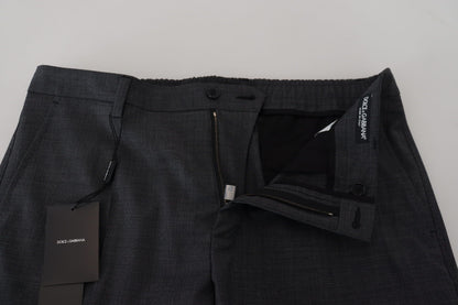 Dolce & Gabbana Men's Grey Checked Cargo Trousers Stretch Pants