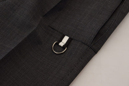 Dolce & Gabbana Men's Grey Checked Cargo Trousers Stretch Pants