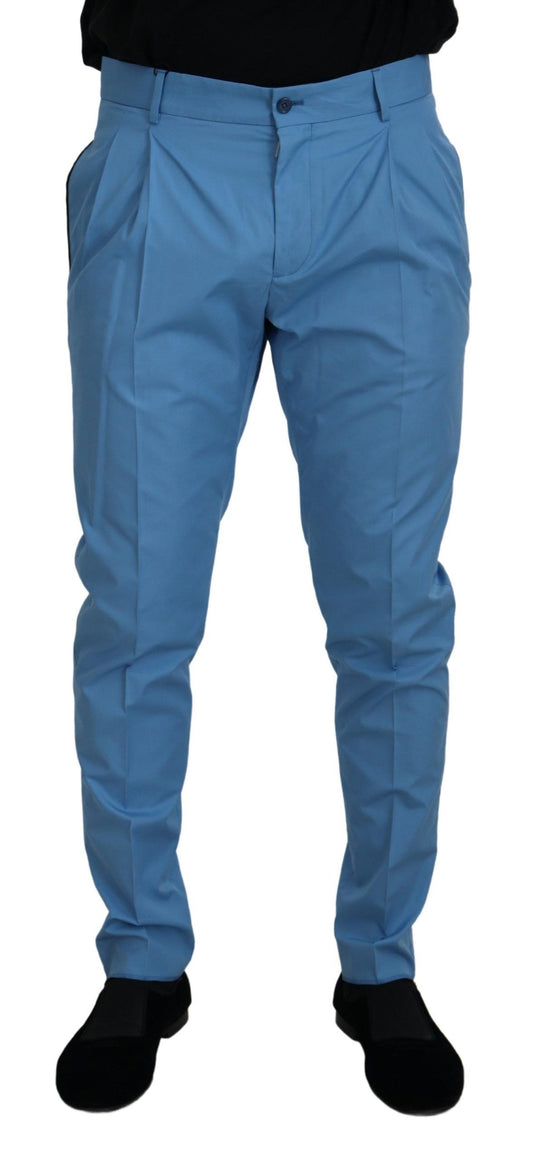 Dolce & Gabbana Men's Blue Cotton Silk Trousers Chinos Pants