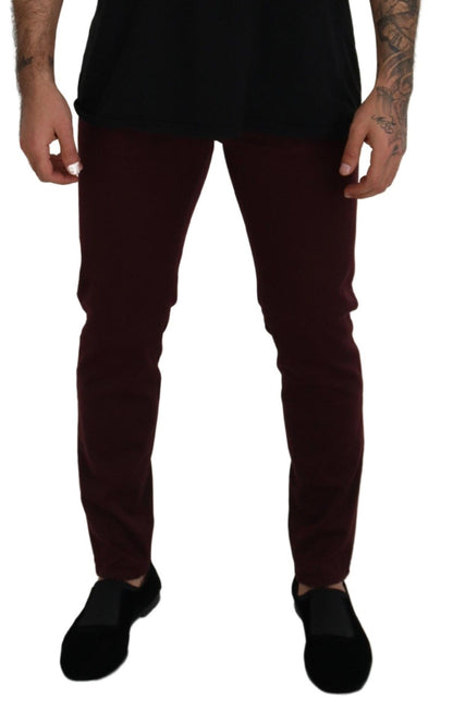 Dolce & Gabbana Men's Bordeaux Cotton Stretch GOLD Denim Jeans