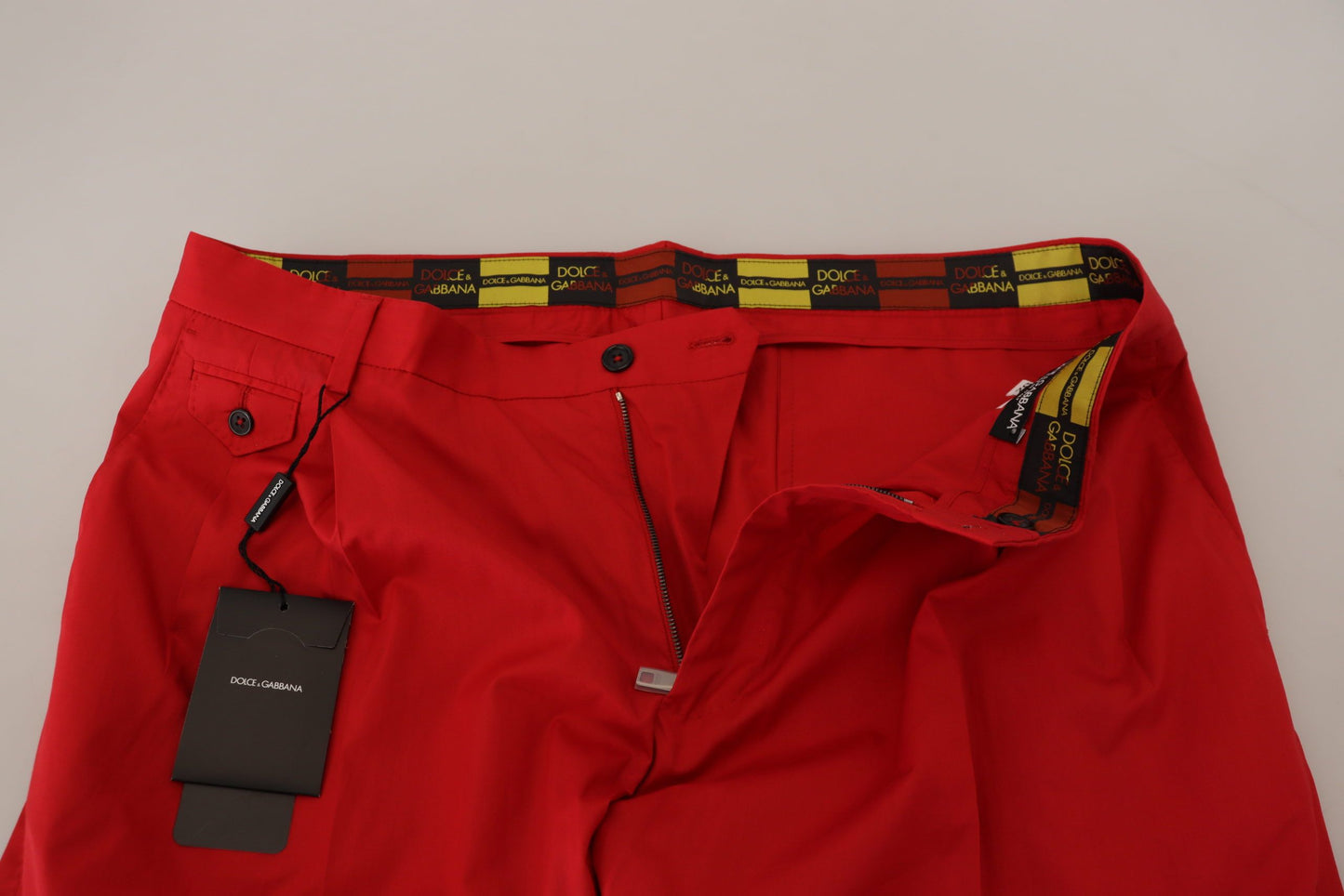 Dolce & Gabbana Men's Red Cotton Slim Fit Trousers Chinos Pants