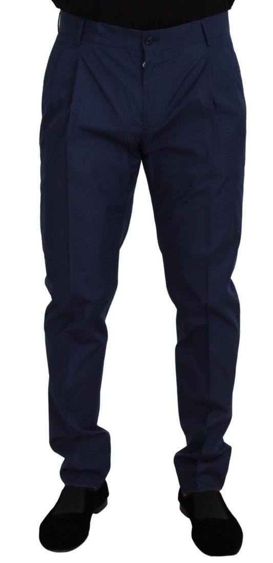 Dolce & Gabbana Men's Blue Cotton Silk Trousers Chinos Pants