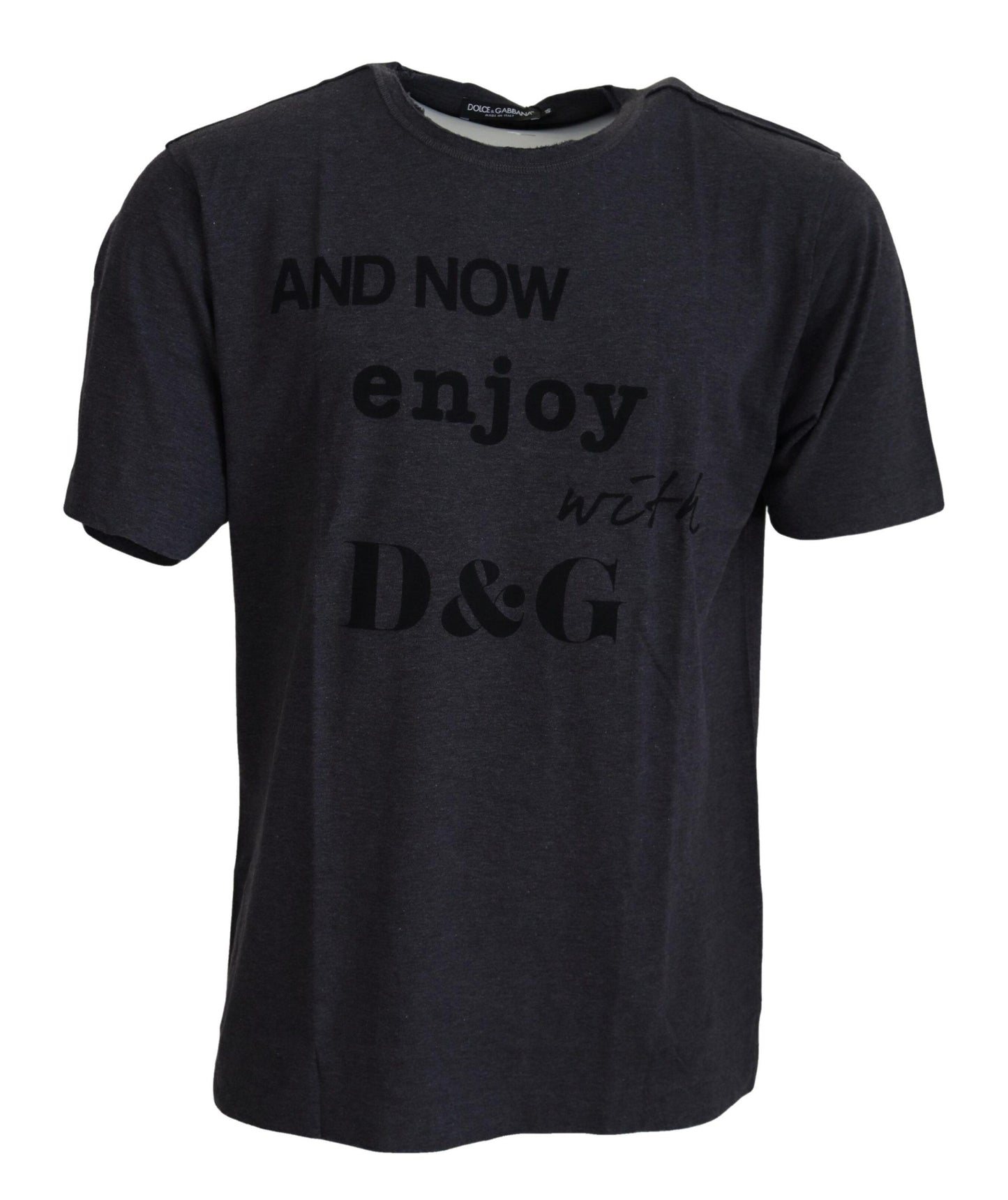 Dolce & Gabbana Grey Crewneck Cotton Short Sleeve  T-shirt