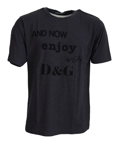 Dolce & Gabbana Grey Crewneck Cotton Short Sleeve  T-shirt